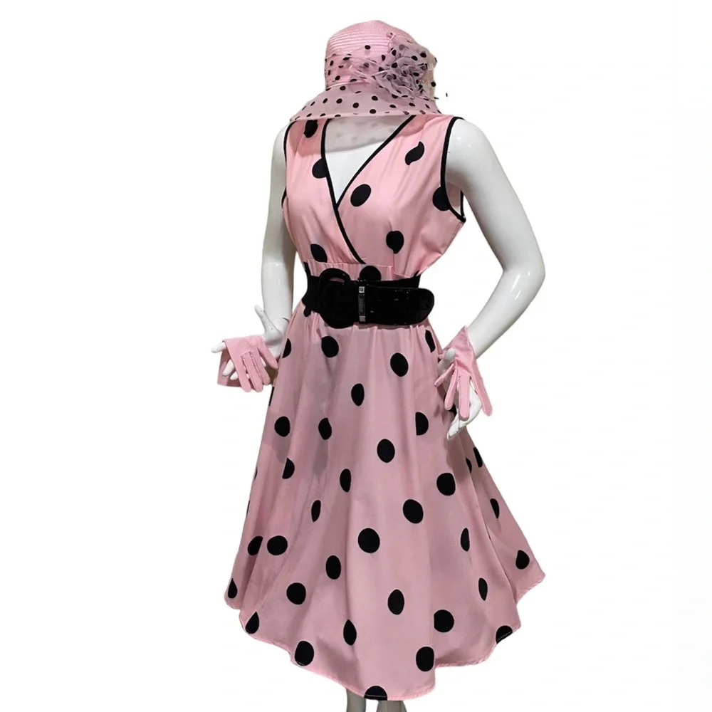50’s House Wife Polka dot dress Halloween costume size L - Picture 2 of 8